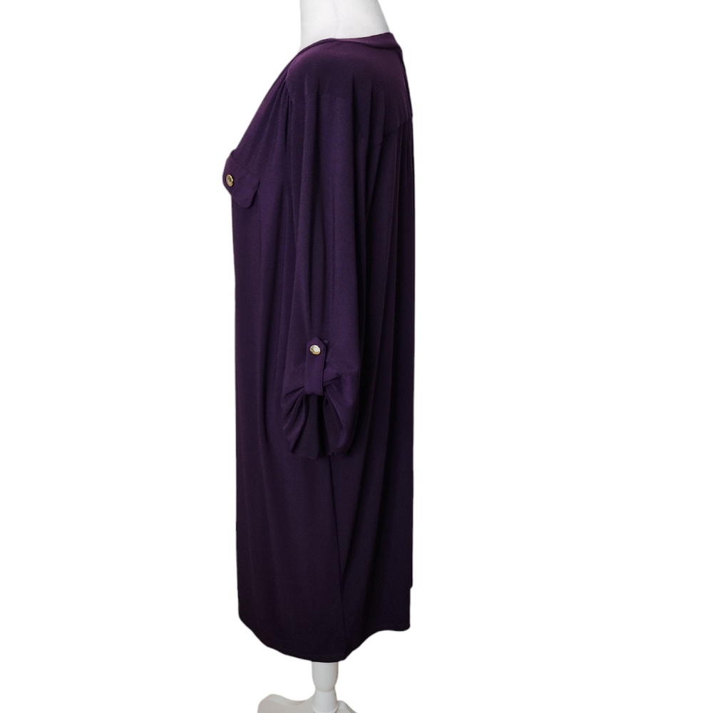 Emma & Michele‎ Eggplant Deep Purple Long Tunic Dress  Size 2X Plus - Picture 2 of 6